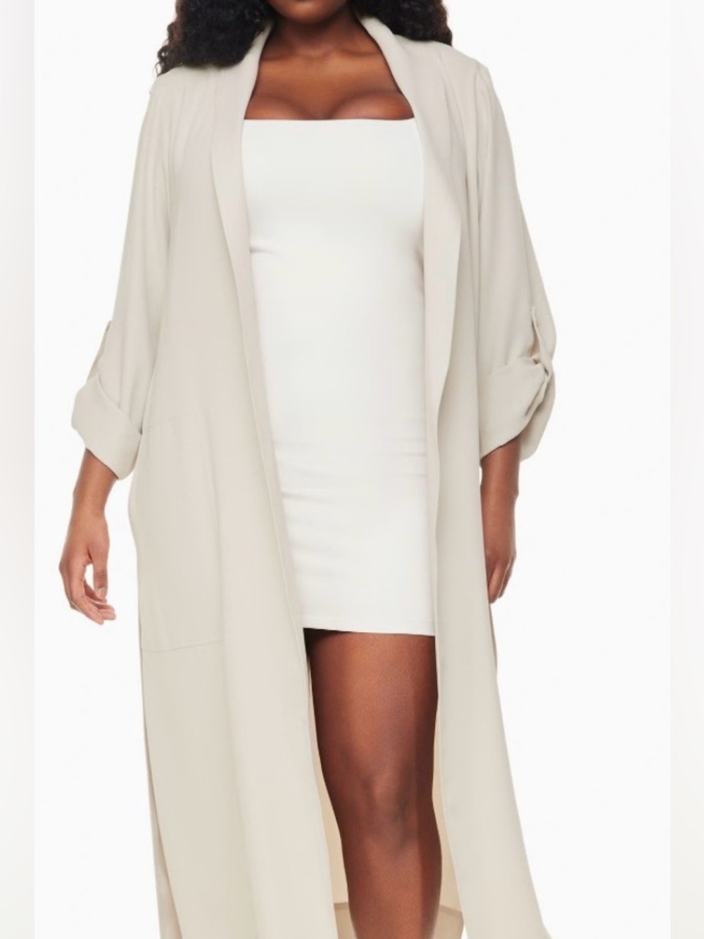 cleo Women’s Size L/Xl Light Beige Long Open-Front Cardigan. BNWT